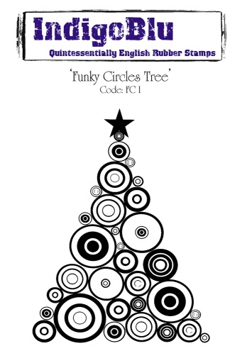 Funky Circles Tree A6 Red Rubber Stamp